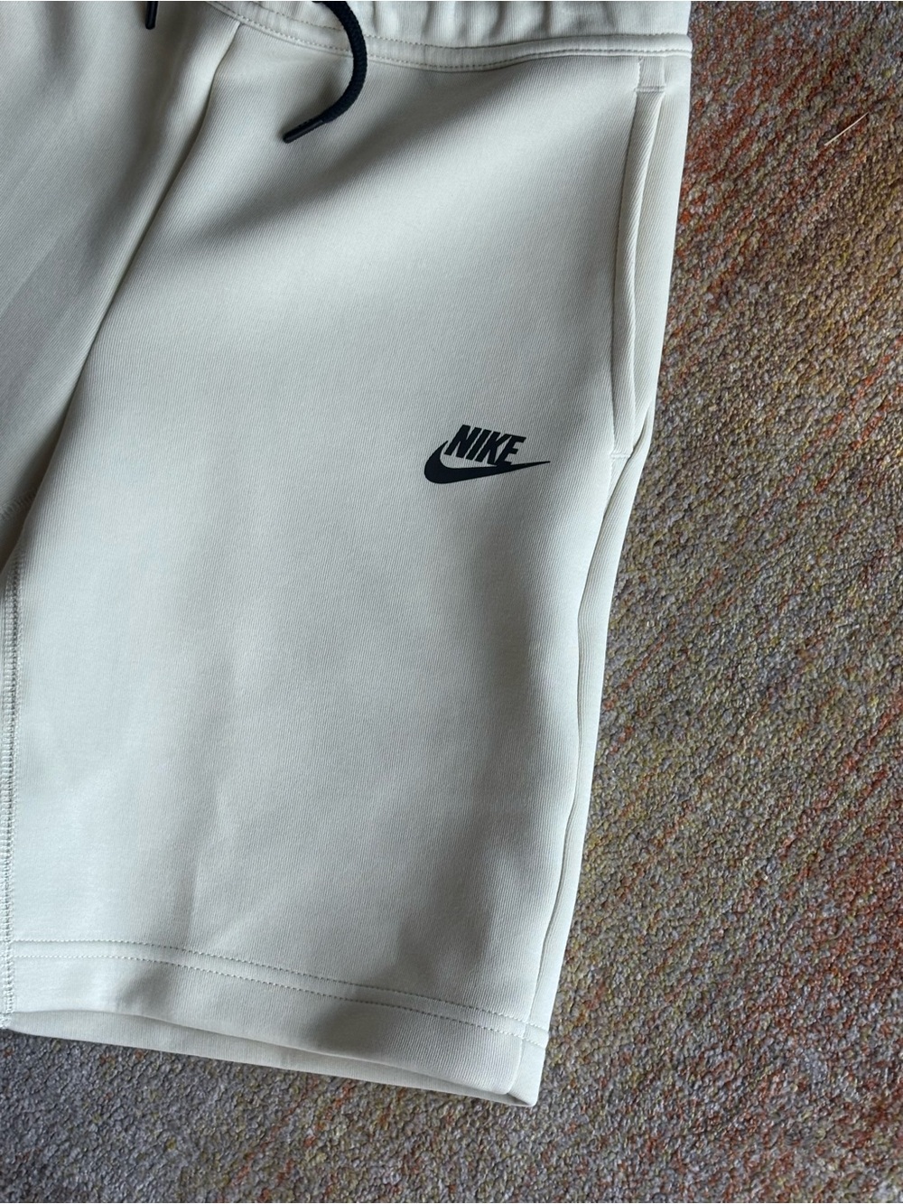 Nike Tech Boys Cream Athletic Shorts with Black Accents. YL - Picture 8 of 8